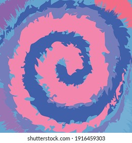 Wrinkled swirl background. Hypnotic Dip Dyed Textile. Bohemian Spiral. 