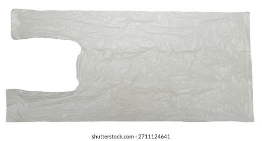 Bolsa de basura blanca arrugada aislada en un fondo transparente. Bolsa de plástico de polietileno de alta densidad real. Comprador de HDPE, residuos plásticos y contaminación.