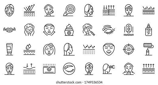 Wrinkles icons set. Outline set of wrinkles vector icons for web design isolated on white background