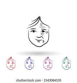 Wrinkles on face multi color icon. Simple outline, thin line vector of antiaging icons for ui and ux, website or mobile application