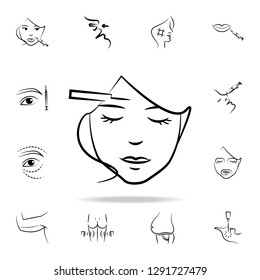 wrinkles on the forehead icon. Detailed set of anti-aging procedure icons. Premium graphic design. One of the collection icons for websites, web design, mobile app