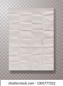 hoja de papel de medio tono blanco arrugado y vacío, simulación de marco colgando con clips de papel metálico, fondo vectorial