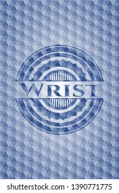 Wrist blue badge with geometric pattern. Vector Illustration. Detailed.