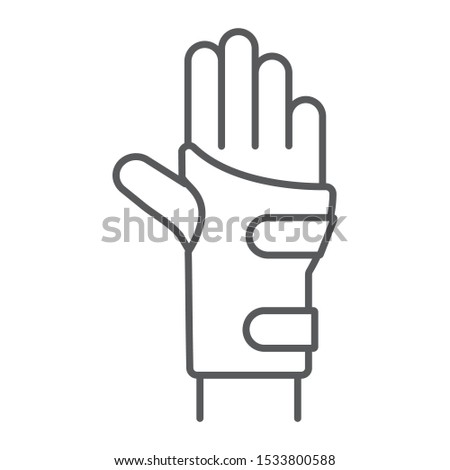 Wrist brace thin line icon, orthopedic and medical, arm bandage sign, vector graphics, a linear pattern on a white background, eps 10.