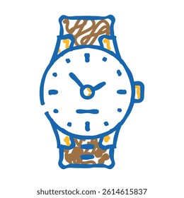 wrist clock doodle icon sketch vector. wrist clock sign. isolated symbol illustration