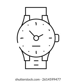 wrist clock line icon vector. wrist clock sign. isolated contour symbol black illustration