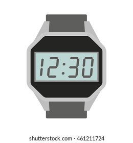 Wrist digital watch icon in flat style on a white background