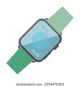 Wrist digital watch with touch screen. Modern high tech electronic device cartoon illustration. Technology for everyday use concept. Colored flat vector isolated on white background