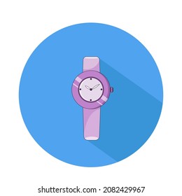 Wrist elegant ladies watch icon illustration isolated on blue background
