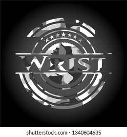 Wrist grey camouflaged emblem