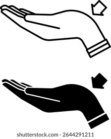 Ícones de pulso. Ilustração De Vetor Em Preto E Branco. Parte do braço humano conectando o antebraço e a mão. Anatomia de conceito