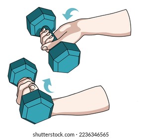 Wrist joint rehabilitation exercises. Vector illustration. Exercise 8