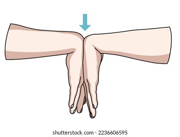 Wrist joint rehabilitation exercises. Vector illustration. Exercise 12