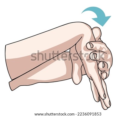 Wrist joint rehabilitation exercises. Vector illustration. Exercise 3