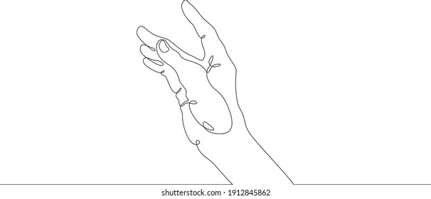 Wrist. Palm gesture. Different position of the fingers. Sign and symbol of gestures. One continuous drawing line  logo single hand drawn art doodle isolated minimal illustration.