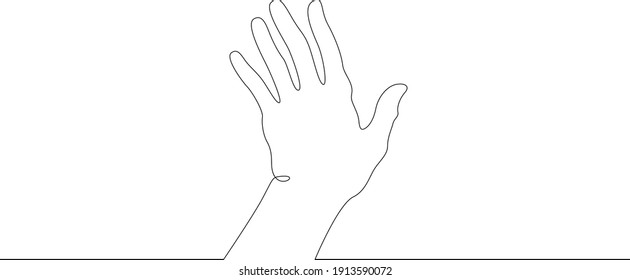 Wrist. Palm gesture. Different position of the fingers. Sign and symbol of gestures. One continuous drawing line  logo single hand drawn art doodle isolated minimal illustration.
