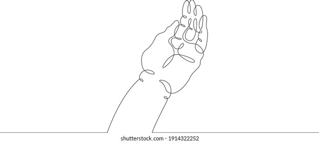 Wrist. Palm gesture. Different position of the fingers. Sign and symbol of gestures. One continuous drawing line  logo single hand drawn art doodle isolated minimal illustration.