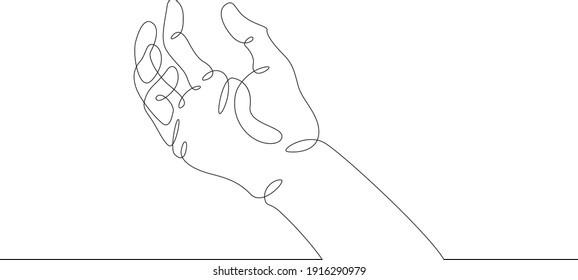 Escritura. Gesto de palmas. Posición diferente de los dedos. Signo y símbolo de gestos. Un logotipo de línea de dibujo continuo de un solo doodle de arte dibujado a mano aisló una mínima ilustración.