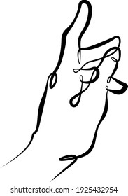 Escritura. Gesto de palmas. Posición diferente de los dedos. Signo y símbolo de gestos. Un logotipo de línea de dibujo continuo de un solo doodle de arte dibujado a mano aislado ilustración mínima. Línea gruesa en negrita.