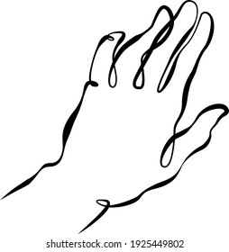 Wrist. Palm gesture. Different position of the fingers. Sign and symbol of gestures. One continuous drawing line  logo single hand drawn art doodle isolated minimal illustration.Thick bold line.