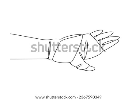 Wrist splint. Method for treating injuries. World Trauma Day. One line drawing for different uses. Vector illustration.