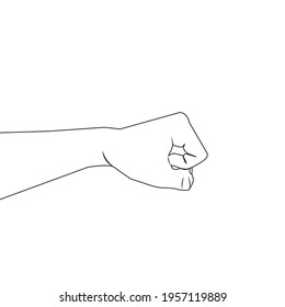 Wrist, throw a fist line sketching, Male clenched fist, outline drawing, Man hand with a fist. Alpha. Protest. man throwing a punch, fist bumping line illustration