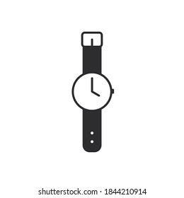 Icono de reloj de pulsera negro, símbolo de reloj simple vector aislado.