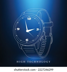 wrist watch blueprint advertisement graphics outline drawing 