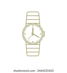 Wrist Watch Clock Icon Vector Template, Flat Design Illustration Design