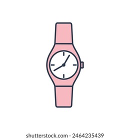 Wrist Watch Clock Icon Vector Template, Flat Design Illustration Design