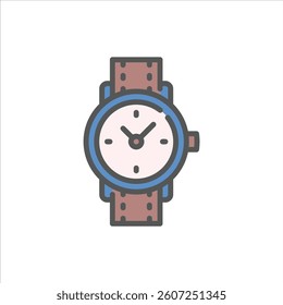 wrist watch filled outline icon. wrist watch color line illustration.