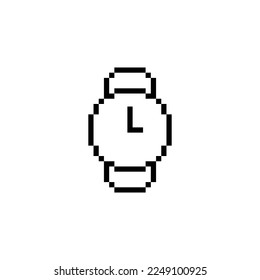 wrist watch icon 8 bit, pixel art time icon for game  logo. 
