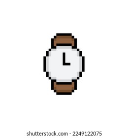  icono de reloj de pulsera de 8 bits, icono de tiempo de arte píxel para el logotipo del juego. 
