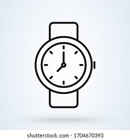 Wrist Watch Icon Design Isolated On White Background. Line Art Vector Illustration