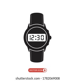 Wrist watch icon in flat style. Digital clock vector illustration on white isolated background. time business concept