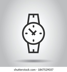 Wrist watch icon in flat style. Hand clock vector illustration on white isolated background. Time bracelet business concept.