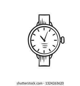 Wrist watch icon. Outline hand drawn vector illustration.