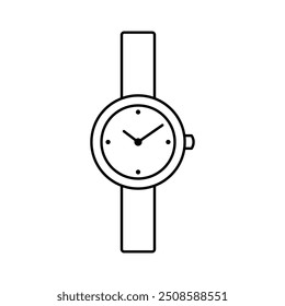 Wrist watch icon. Simple outline style. Wristwatch, modern, shape, business, clock, face, accessory, equipment, time concept. Thin line symbol. Vector illustration isolated.