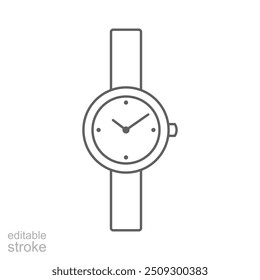 Wrist watch icon. Simple outline style. Wristwatch, modern, shape, business, clock, face, accessory, equipment, time concept. Thin line symbol. Vector illustration isolated. Editable stroke.