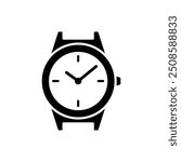 Wrist watch icon. Simple solid style. Wristwatch, modern, shape, business, clock, face, accessory, equipment, time concept. Black silhouette, glyph symbol. Vector illustration isolated.