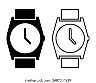 Wrist watch icon, watch symbol, clip art. Vector illustration on transparent background.