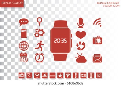 wrist watch icon vector illustration eps10. Isolated badge  clock time for website or app - stock infographics
