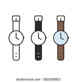 Wrist watch icon, Vector isolated simple set.