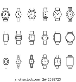 Wrist watch icon vector set. watch illustration sign collection. Clock symbol. Time web icons. timer logo.