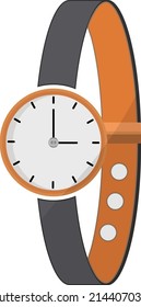 Wrist watch, illustration, vector on a white background.