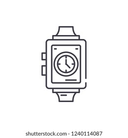 Wrist watch line icon concept. Wrist watch vector linear illustration, symbol, sign