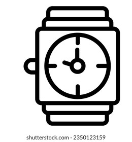 Wrist watch line icon. Gold watch vector illustration isolated on white. Men jewelry outline style designed for and app. Eps 10.