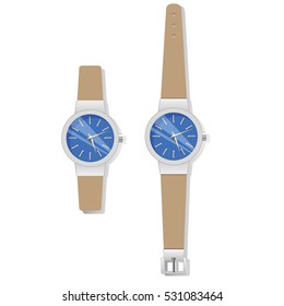 Wrist Watch. Long and short strap. Vector illustration.
