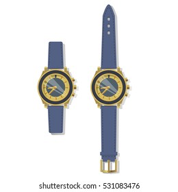 Wrist Watch. Long and short strap. Vector illustration.