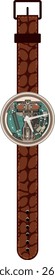 wrist watch with mechanical dialing, antique and accurate cogwheel clock machine, detailed engineering gear hours and colorful background, modern mechanical wrist watch.